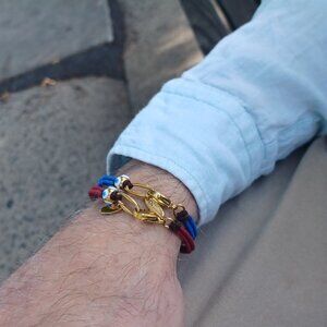 New men's handwoven threads with stainless steel bracelet 2 color optional